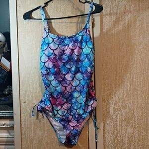 Girls' Multicolor Mermaid-Print One-Piece Swimsuit